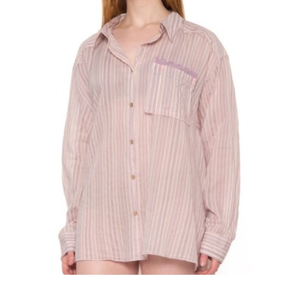 Intimately Free People Sleep Mode Small Light Oversized Tunic Lace Dark Lavender